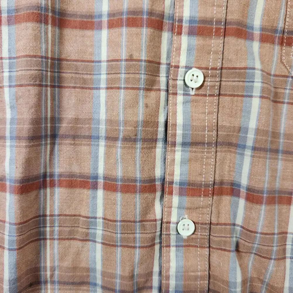 Vtg‎ Levi's M Brown Plaid Button Down Shirt Distressed Stains & Rips 22x29